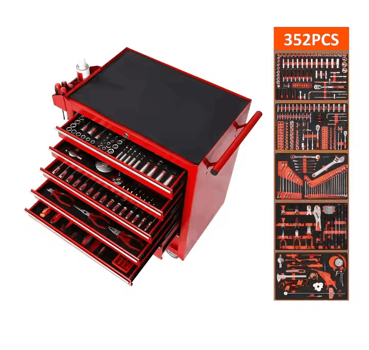 352pcs Tool Set Customizable 7-Drawer Metal Tool Trolley